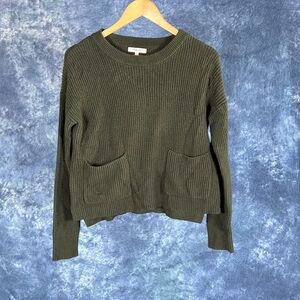 Madewell Olive Green Crew Neck Pocketed Sweater Sz XS